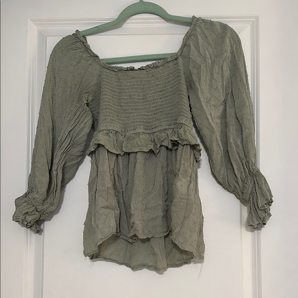 Elegant Olive Green Women's Top